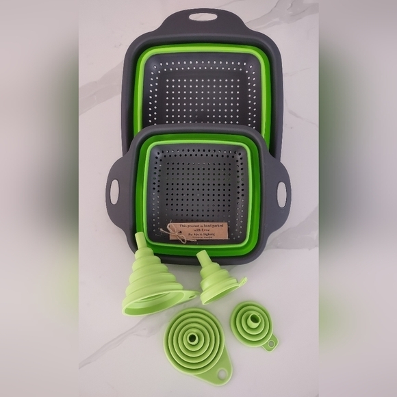 EXTRA Large Foldable Colander SET with FREE Funnel - Picture 4 of 10